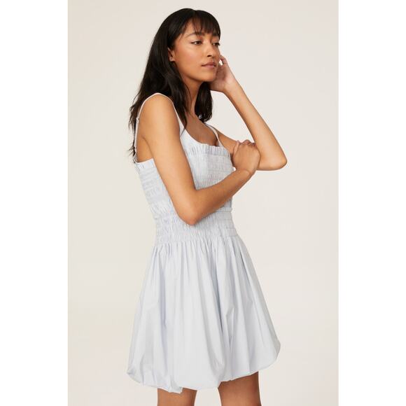 Rebecca Taylor Light Blue Smocked Bubble Sleeveless Mini Dress Size 8 - Picture 2 of 15